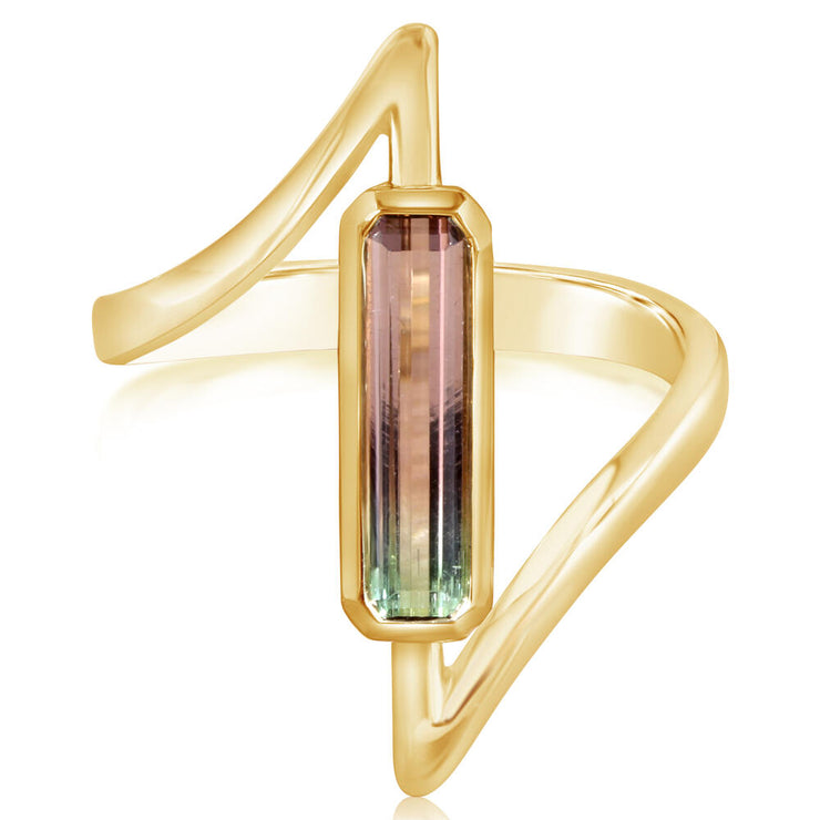 14K Yellow Gold Bi-Color Tourmaline Ring