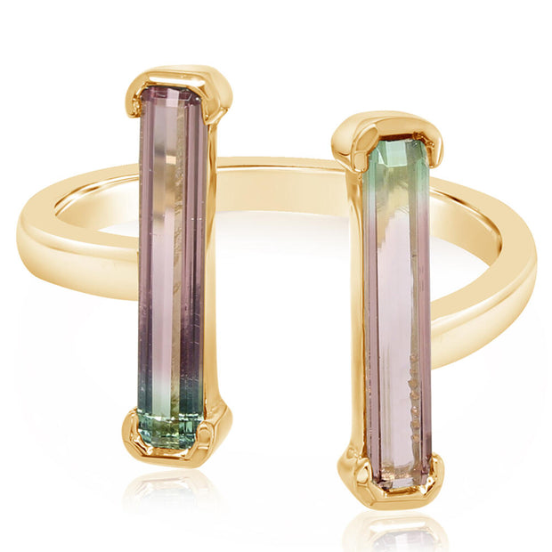 14K Yellow Gold Bi-Color Tourmaline Ring