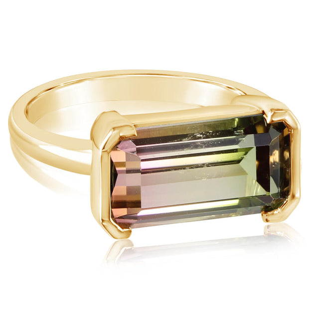 14K Yellow Gold Bi-Color Tourmaline Ring