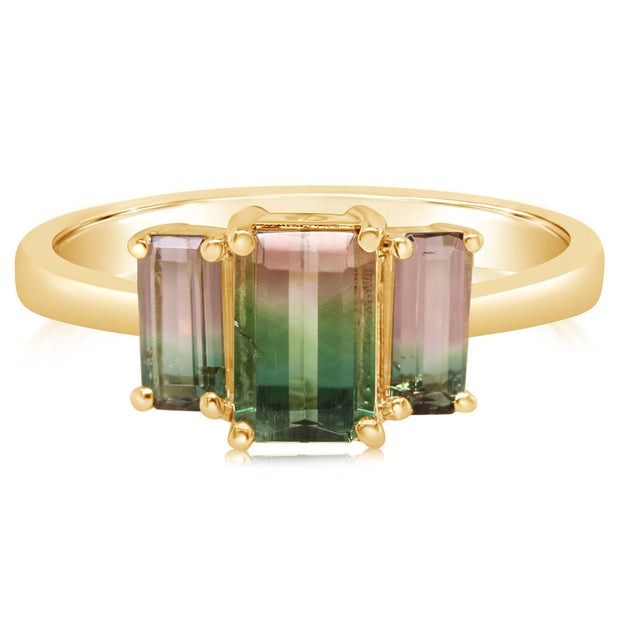 14K Yellow Gold Bi-Color Tourmaline Ring