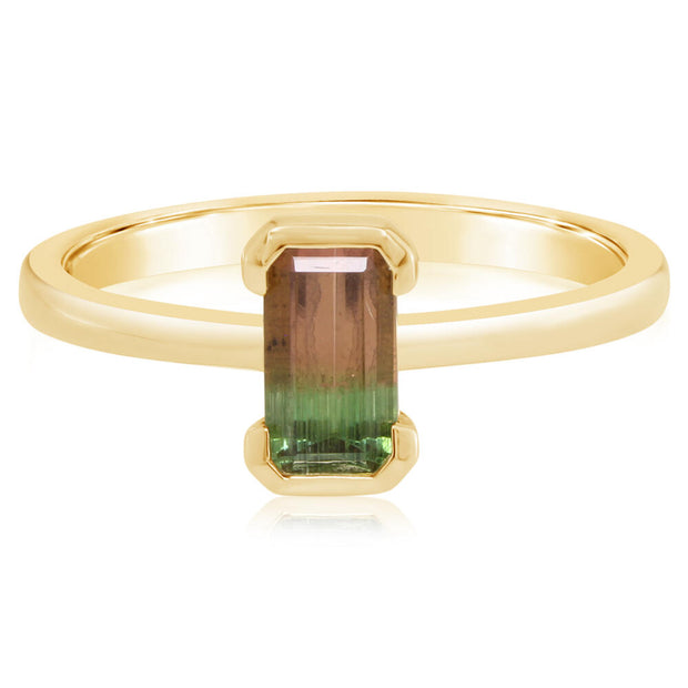 14K Yellow Gold Bi-Color Tourmaline Ring