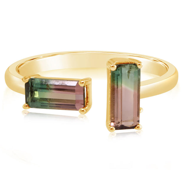 14K Yellow Gold Bi-Color Tourmaline Ring