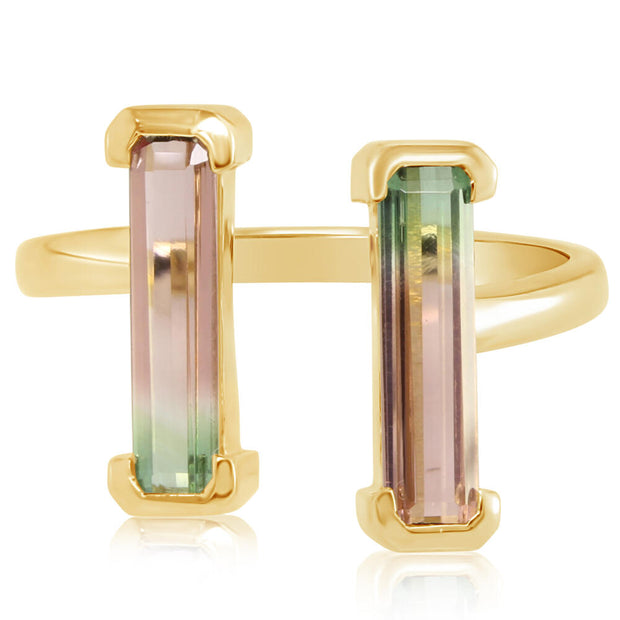 14K Yellow Gold Bi-Color Tourmaline Ring