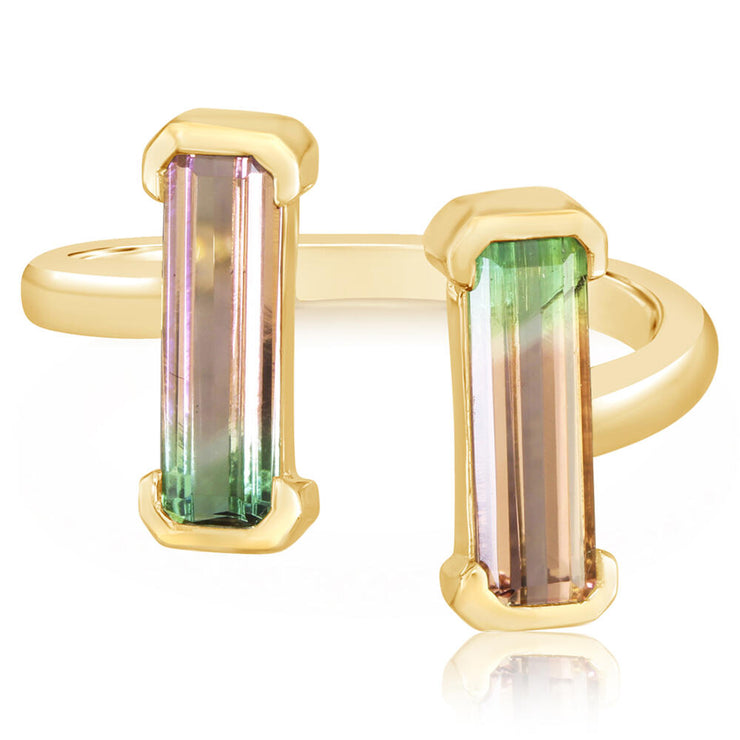 14K Yellow Gold Bi-Color Tourmaline Ring