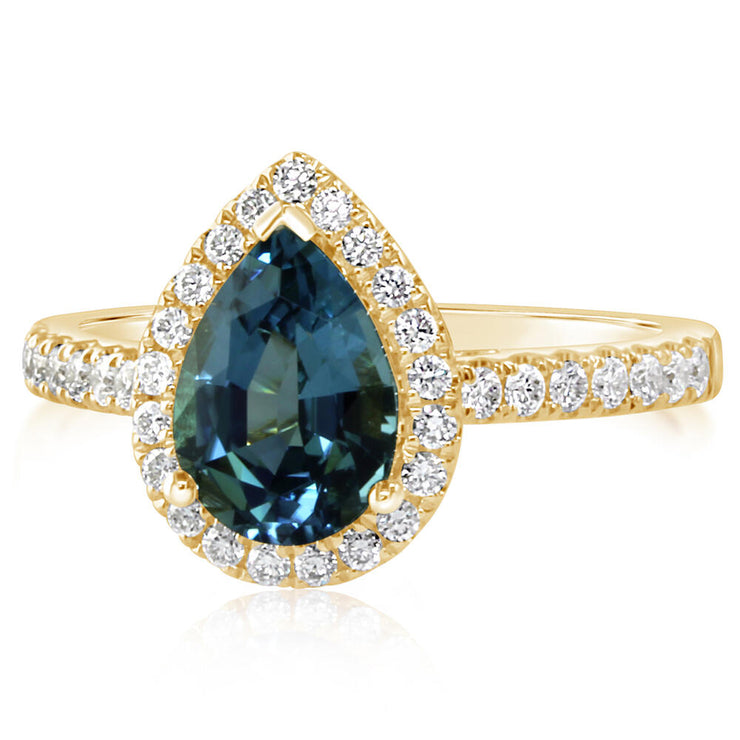 14K Yellow Gold Lagoon Tourmaline/Diamond Ring