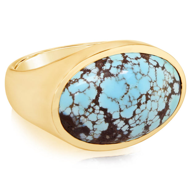 14K Yellow Gold Kazakhstan Turquoise MenS Ring