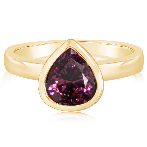 14K Yellow Gold Pear Rhodolite Ring