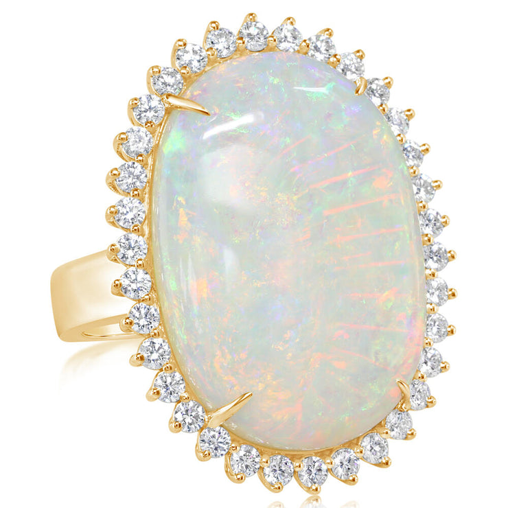 18K Yellow Gold Australian Opal/Diamond Ring