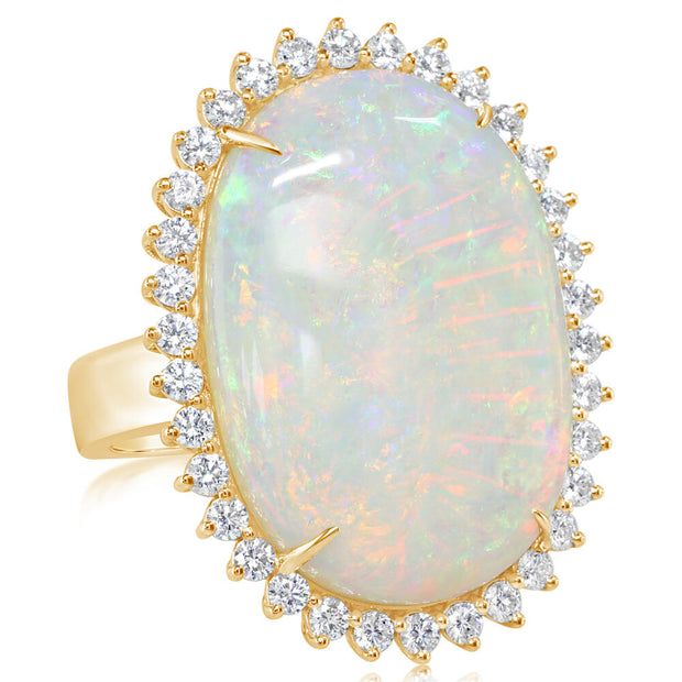 18K Yellow Gold Australian Opal/Diamond Ring