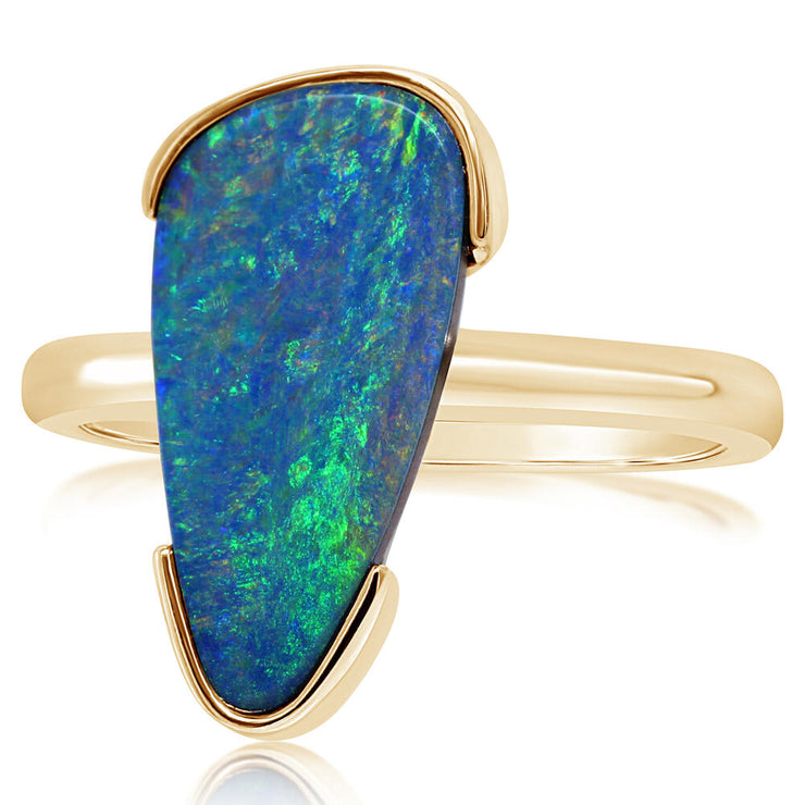 14K Yellow Gold Australian Opal Doublet Ring