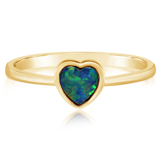 14K Yellow Gold Australian Opal Doublet Ring