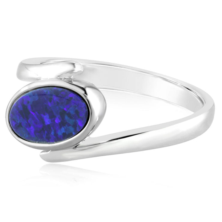 Sterling Silver Australian Opal Doublet Ring