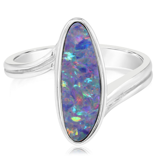 Sterling Silver Australian Opal Doublet Ring