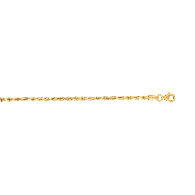 14K Gold 2.5mm Diamond Cut Royal Rope Chain