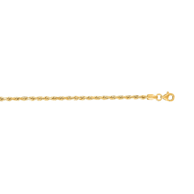 14K Gold 2.5mm Diamond Cut Royal Rope Chain