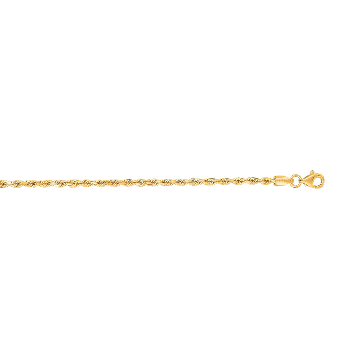 14K Gold 2.5mm Diamond Cut Royal Rope Chain