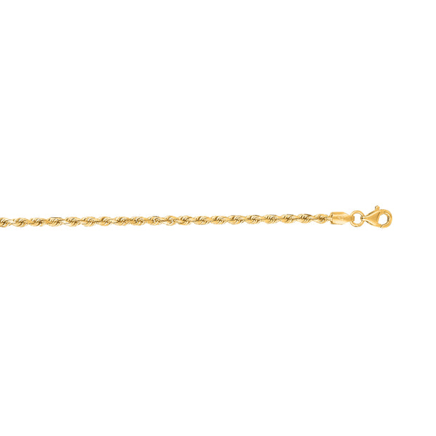 14K Gold 2.5mm Diamond Cut Royal Rope Chain