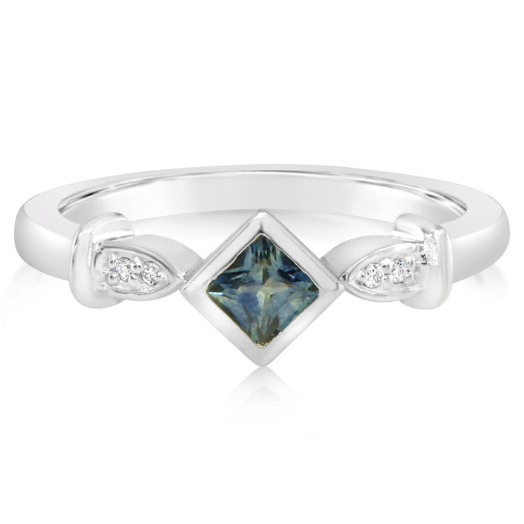 14K White Gold Montana Sapphire Ring