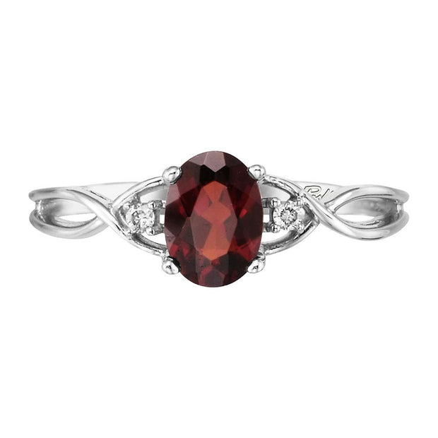 14K White Gold Garnet/Diamond Ring