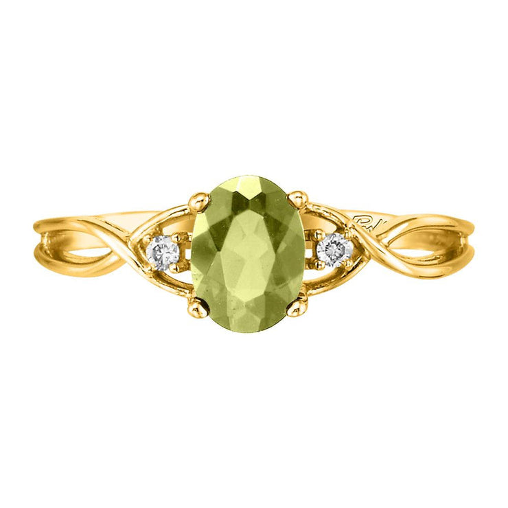 14K Yellow Gold Peridot/Diamond Ring