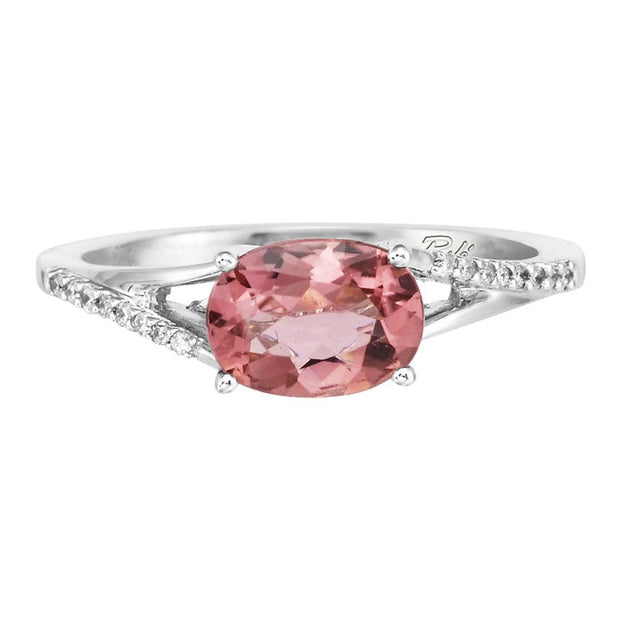 14K White Gold Pink Tourmaline/Diamond Ring