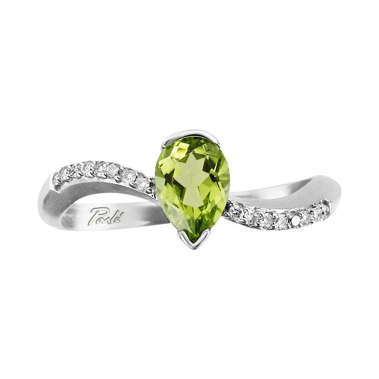 14K White Gold Peridot/Diamond Ring