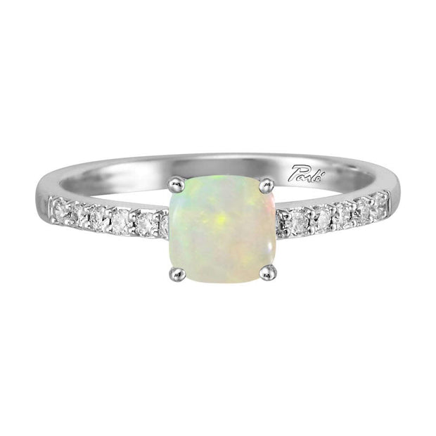 14K White Gold Opal/Diamond Ring