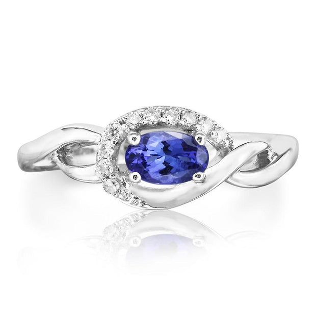 14K White Gold Tanzanite/Diamond Ring