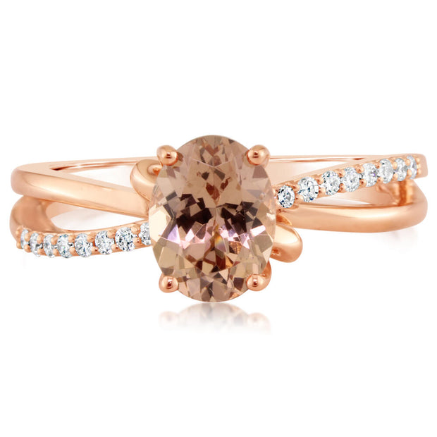 14K Rose Gold Lotus Garnet/Diamond Ring