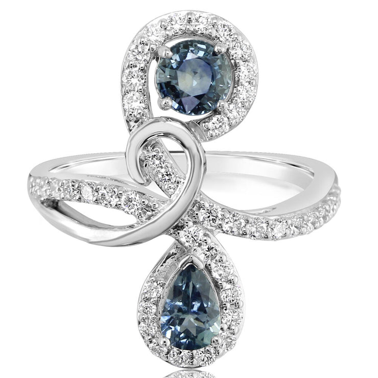 14K White Gold Montana Sapphire/Diamond Ring