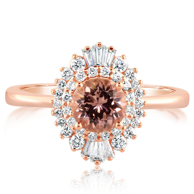 14K Rose Gold Lotus Garnet/Diamond Ring