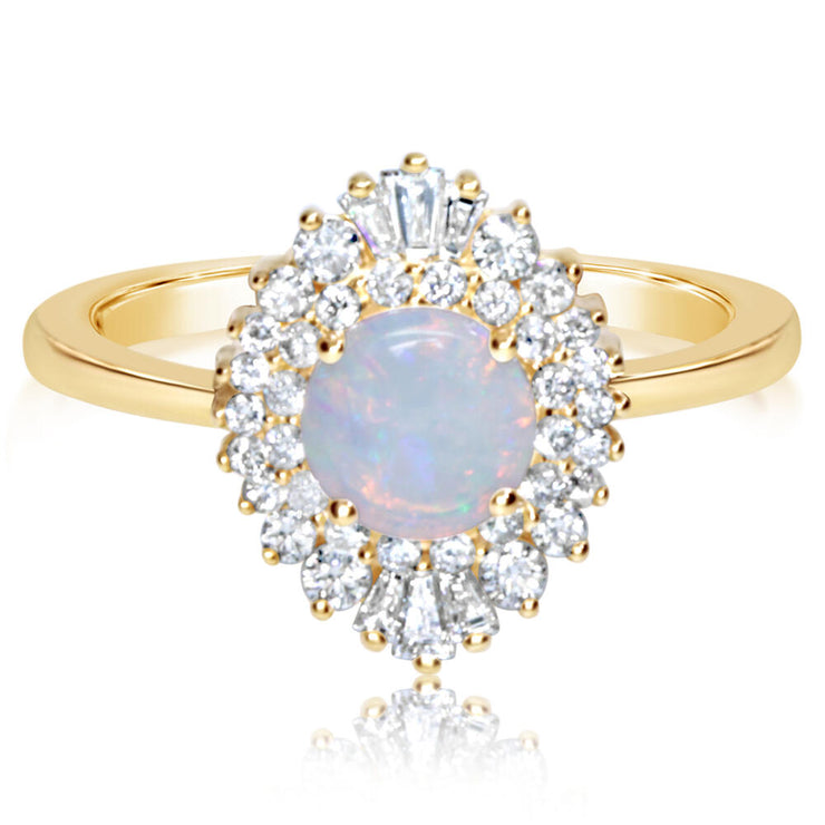 14K White Gold Australian Opal/Diamond Ring