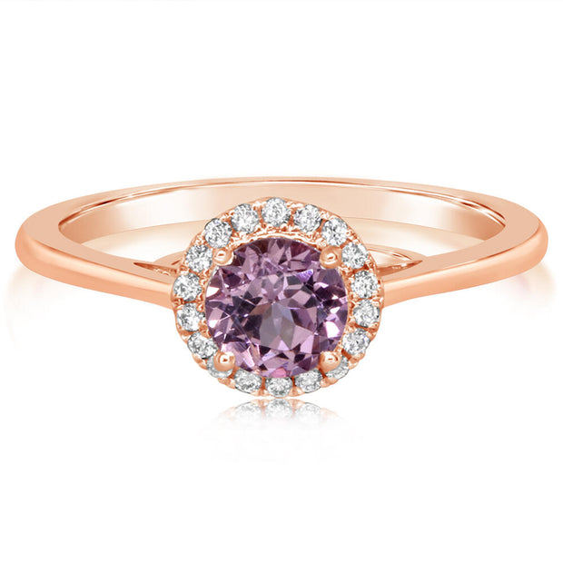 14K Rose Gold Lotus Garnet/Diamond Ring