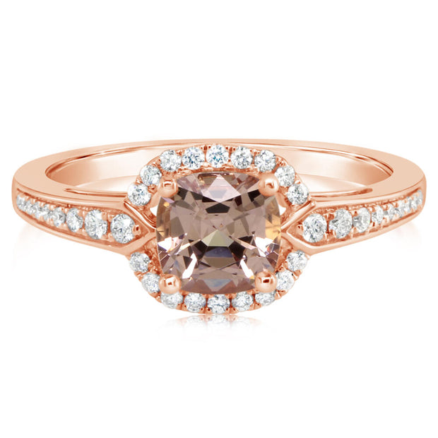 14K Rose Gold Lotus Garnet/Diamond Ring