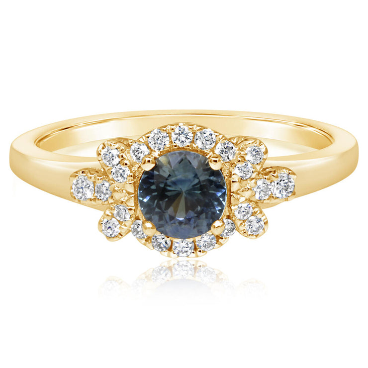 14K Yellow Gold Montana Sapphire/Diamond Ring