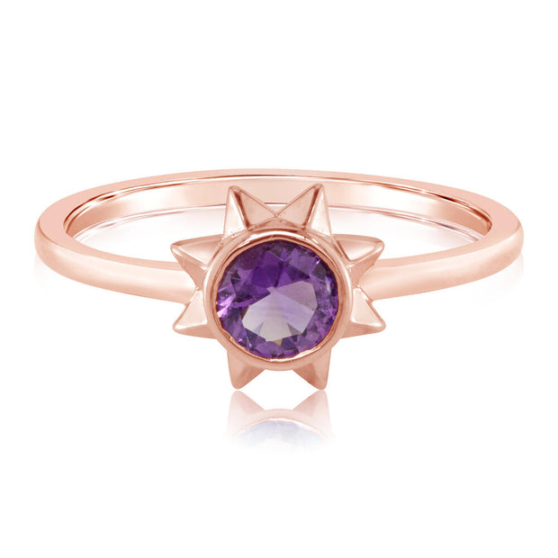 14K Rose Gold Amethyst Sun Ring