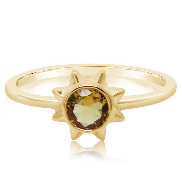 14K Yellow Gold Citrine Sun Ring