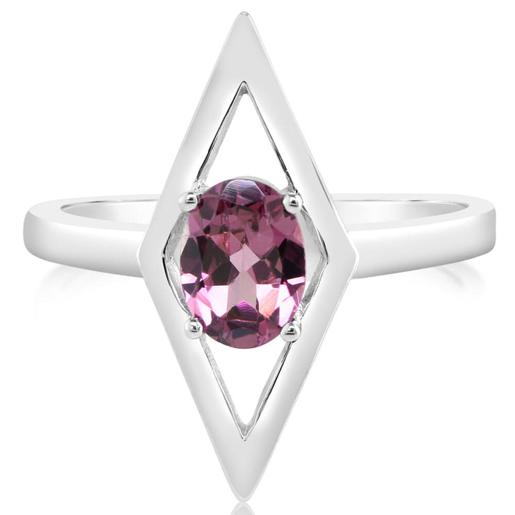 14K White Gold Rhodolite Garnet Ring