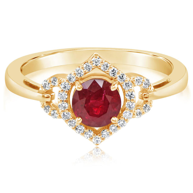 18K Yellow Gold Ruby/Diamond Ring