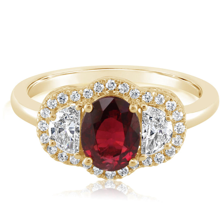 18K Yellow Gold Mozambique Ruby/Diamond Ring