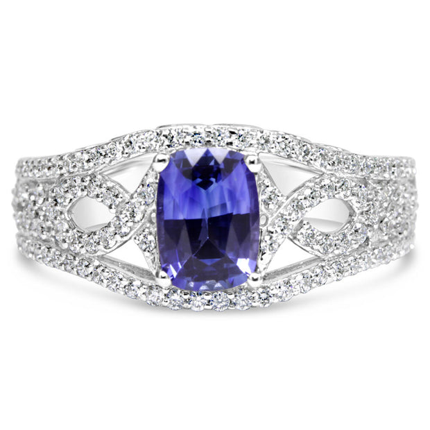 18K White Gold Ceylon Sapphire/Diamond Ring