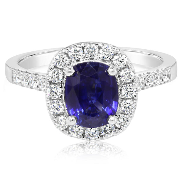 14K White Gold Ceylon Sapphire/Diamond Ring