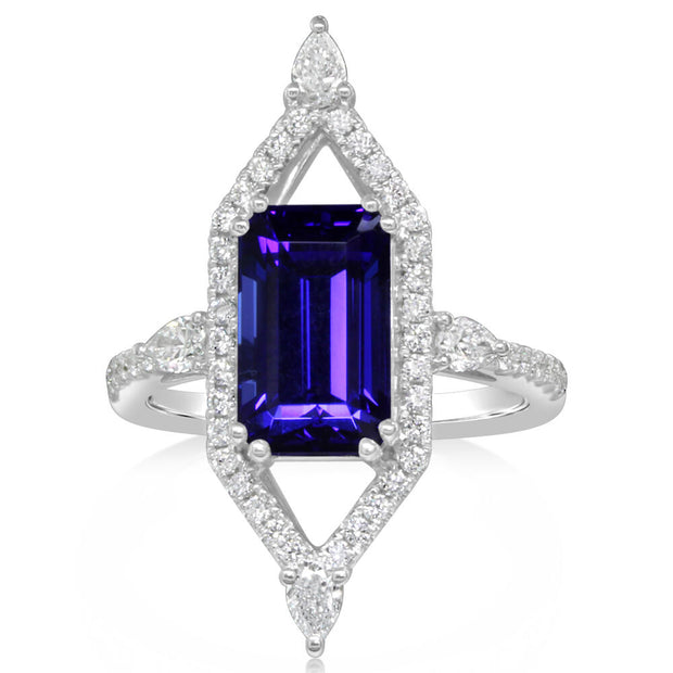 14K White Gold Tanzanite/Diamond Ring