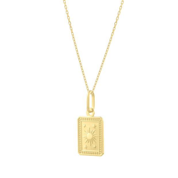 14K Rectangle Sun Pendant