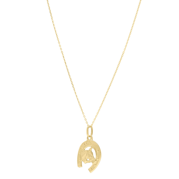 14K Horse & Horseshoe Pendant