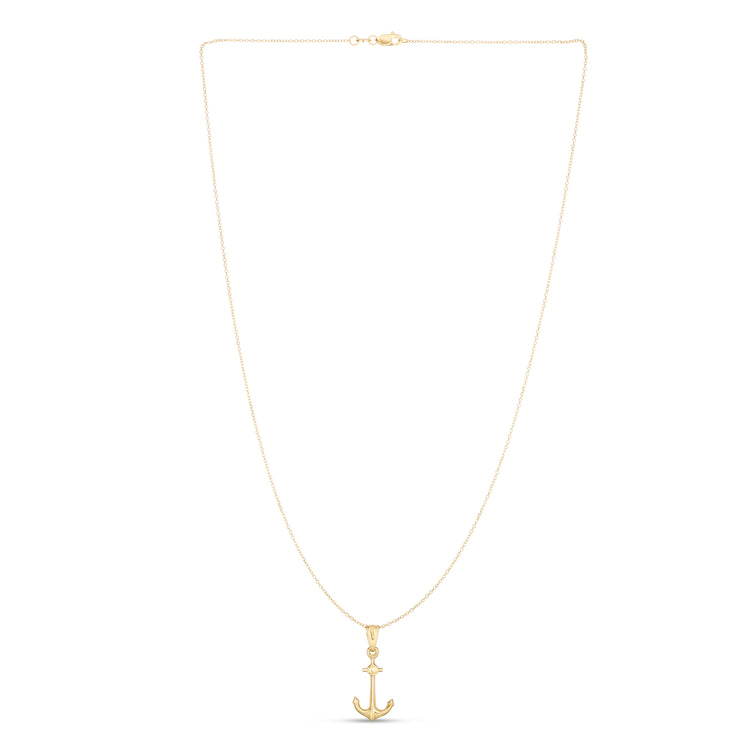 14K Gold Polished Anchor Necklace