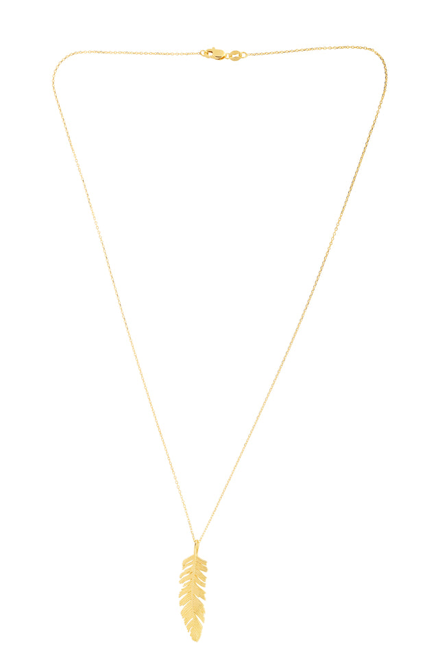 14K Gold Feather Necklace