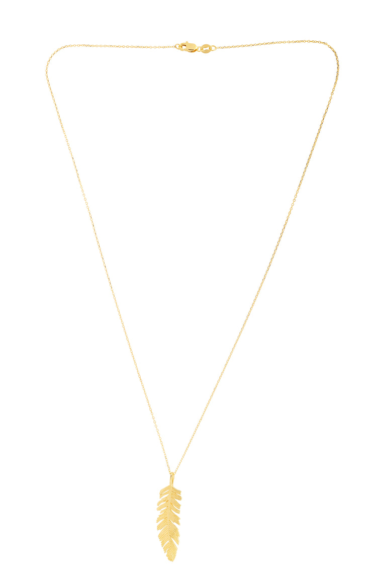 14K Gold Feather Necklace