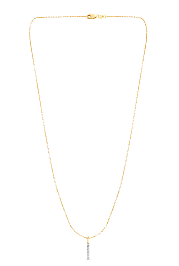 14K Gold .06ct Diamond Bar Necklace