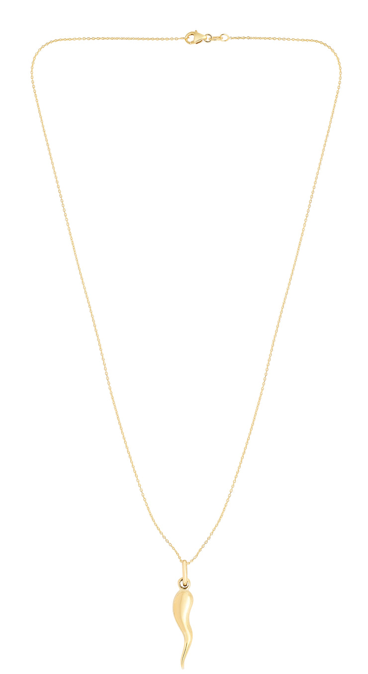 14K Gold Italian Horn Necklace